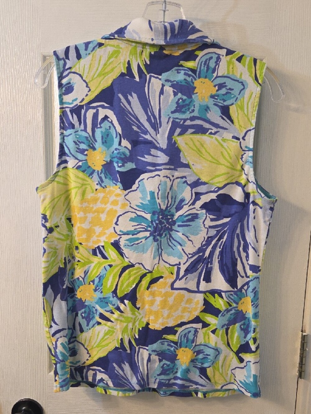 Rafaella Sleeveless Zip-Up Sleeveless Top Blue, Green, Yellow - Picture 5 of 6